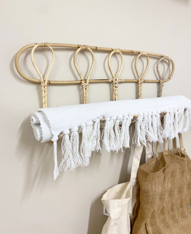 Wall Mounted Rattan Hooks - Space Saving Home Organisation Solution
