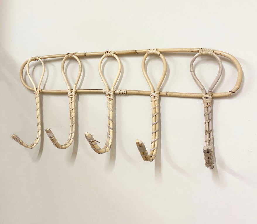 Wall Mounted Rattan Hooks - Space Saving Home Organisation Solution