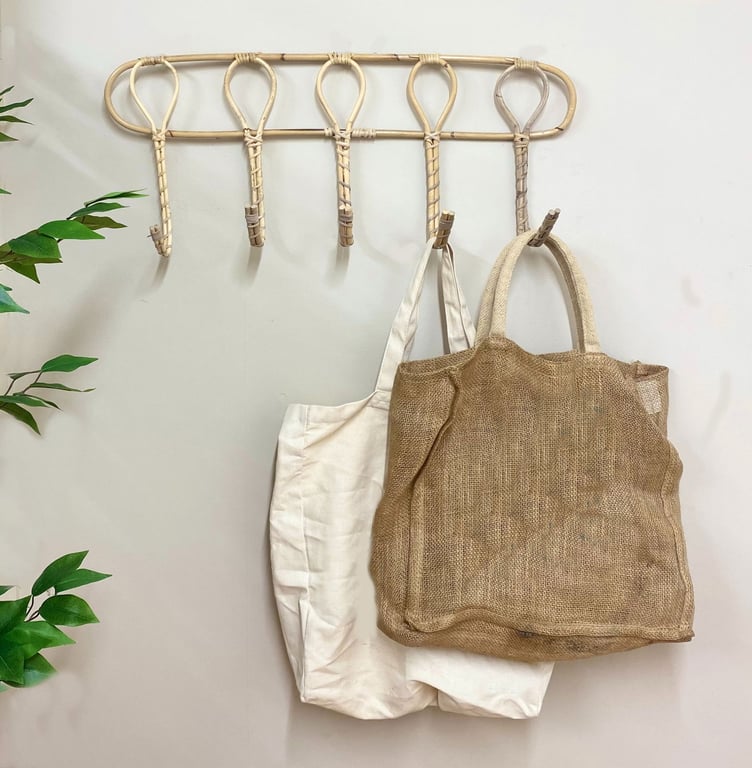Wall Mounted Rattan Hooks - Space Saving Home Organisation Solution