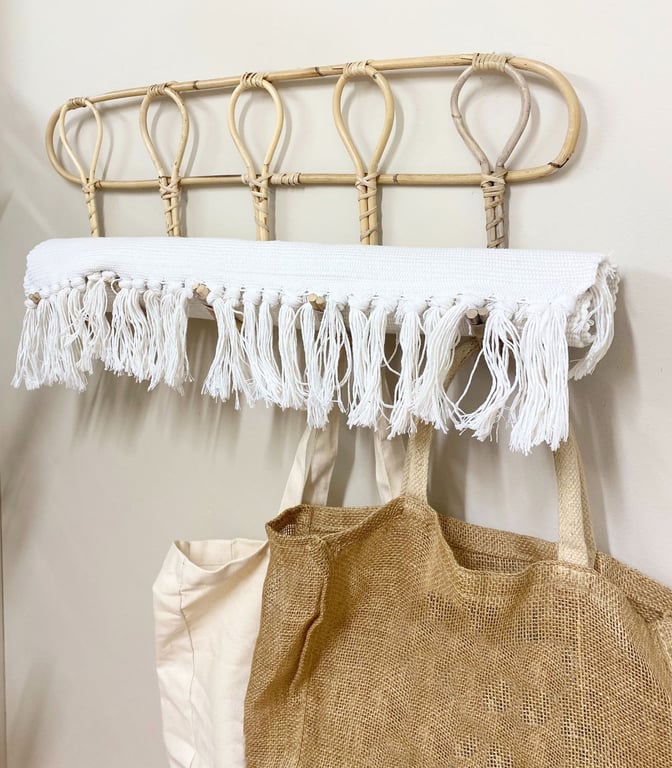 Wall Mounted Rattan Hooks - Space Saving Home Organisation Solution