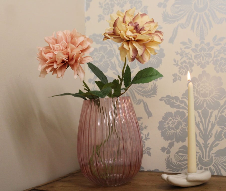 Dahlia Faux Flower Stems - Everlasting Wedding Bouquet Decorations