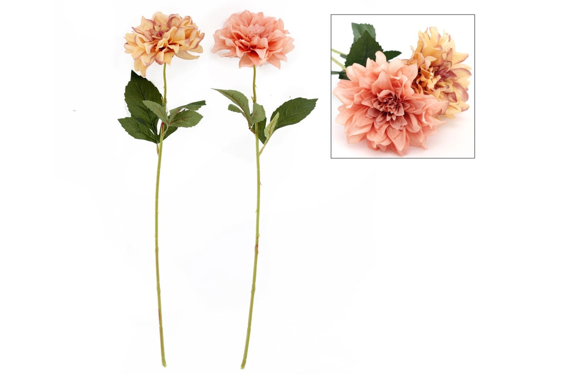 Dahlia Faux Flower Stems - Everlasting Wedding Bouquet Decorations
