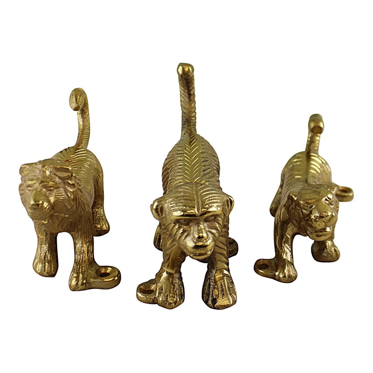 Gold Metal Safari Animal Coat Hooks - Quirky Aluminium Wall Hangers with Lion Tiger Monkey Designs