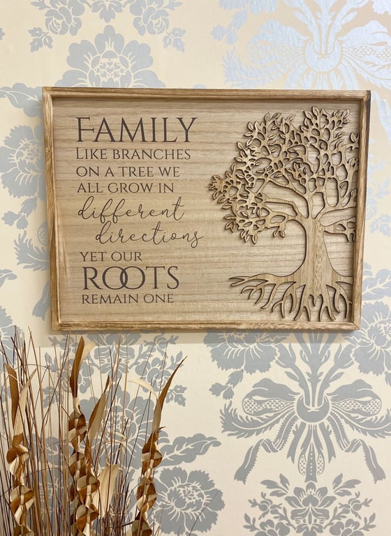 Tree of Life Wooden Plaque - Family Message Home Decor Wall Art
