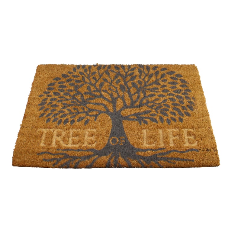 Tree of Life Luxury Coir Doormat - 60x40cm PVC Backed Home Decor Mat