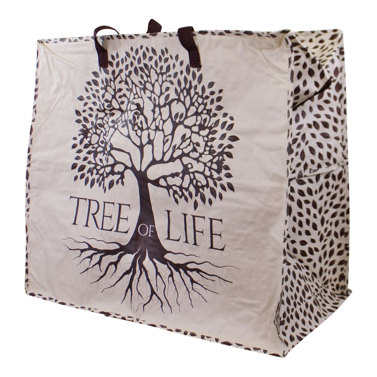 Extra Large Tree Of Life Zip Top Shopping Bag - Large Capacity Clothes Storage Bag