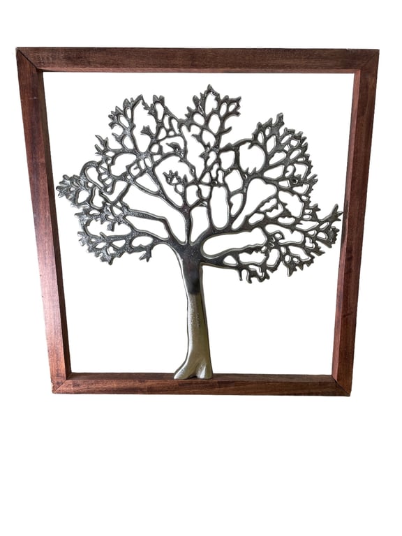 Large Silver Tree Of Life Framed Wall Art - 46cm Home Decor