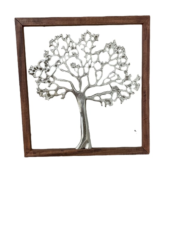 Large Silver Tree Of Life Framed Wall Art - 46cm Home Decor