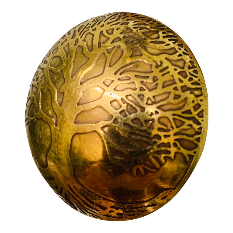 Tree of Life Hook - Wooden Wall Mount with Brass Effect Hooks and Intricate Design