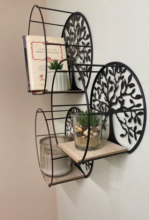 Round Tree of Life Shelves - Black Wire Frames with Multi-Size Contemporary Home Decor