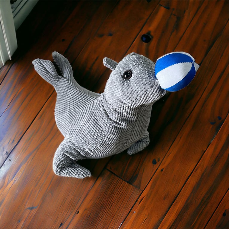 Nautical Seal Shaped Door Stop with Blue White Ball