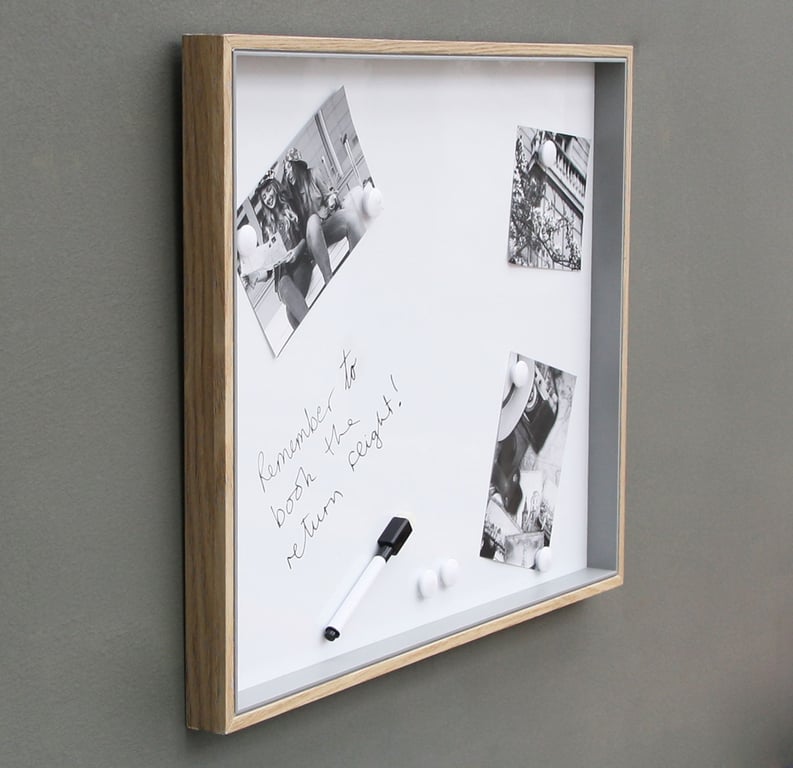 Magnetic Whiteboard Wooden Effect Wall Hanging Organizer