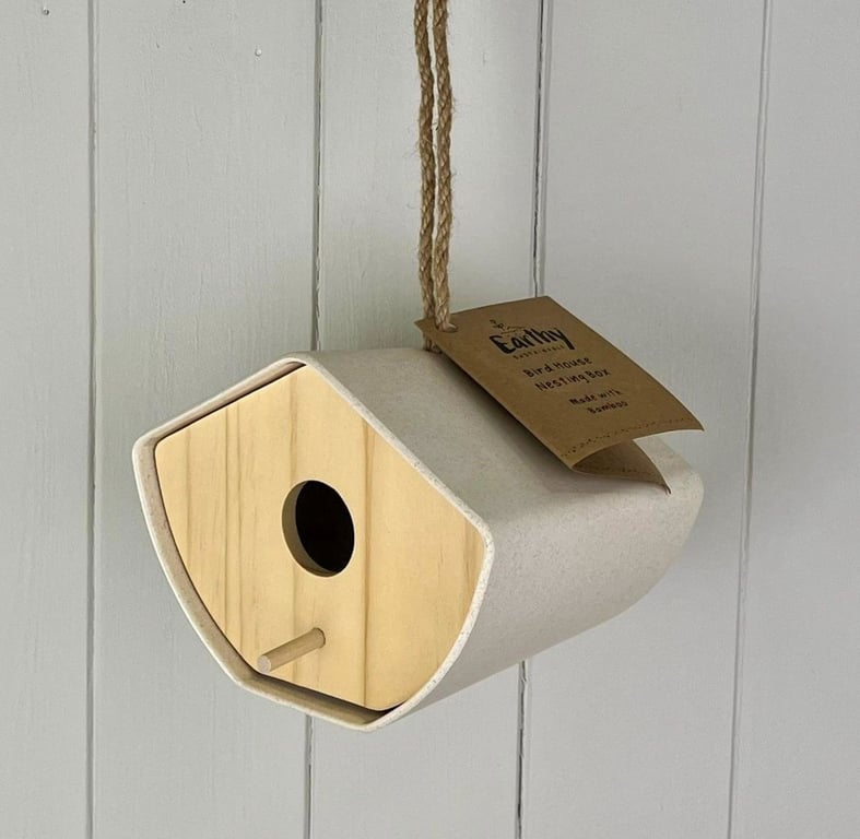 Earthy Natural Bamboo Japandi Birdhouse - Sustainable & Eco-Friendly Home Decor
