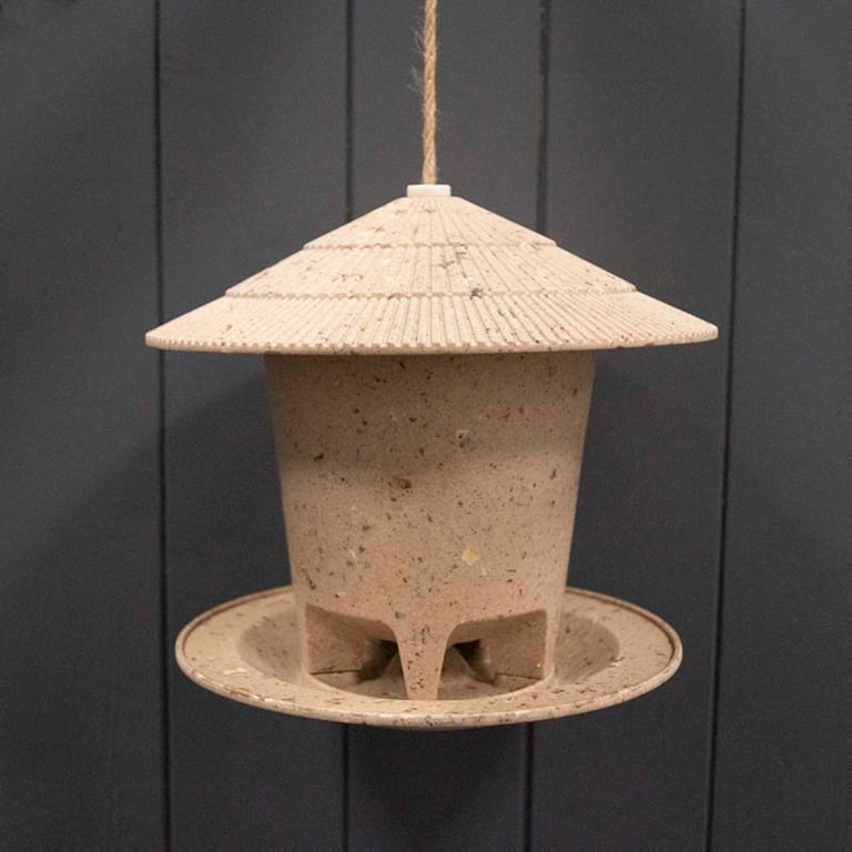 Earthy Deluxe Round Bird Feeder - Eco Friendly & Sustainable Coffee Husk Feeder