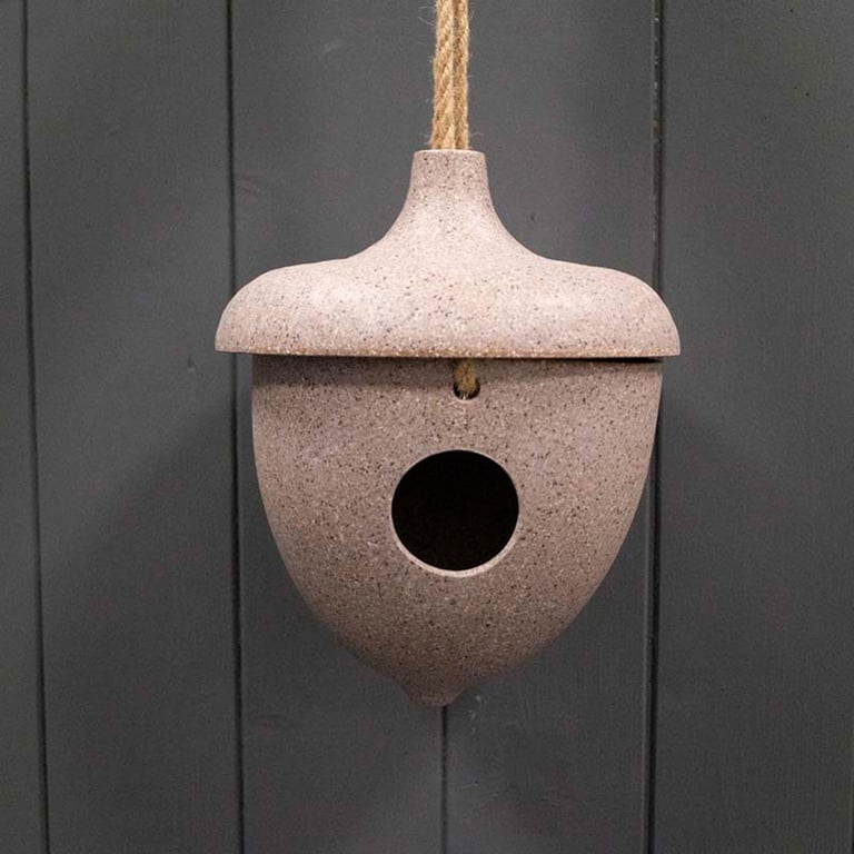 Earthy Nut Husks Hanging Acorn Birdhouse - Sustainable, Eco-Friendly, Vegan Birdhouse