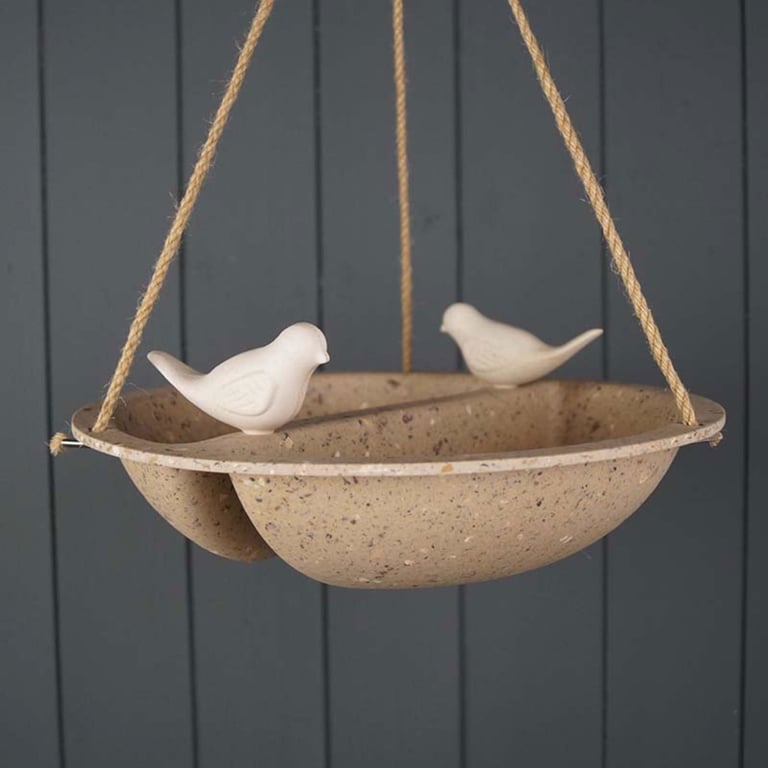 Earthy Coffee Husks Hanging Bird Bath and Feeder - Sustainable, Eco-Friendly, 100 Vegan Friendly Bird Feeding Solution