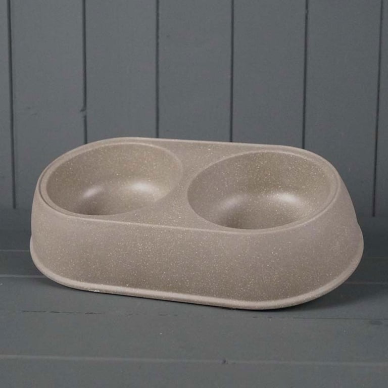 Earthy Large Duo Pet Bowl - Sustainable, Vegan-Friendly and Eco-Friendly Made from Straw Material