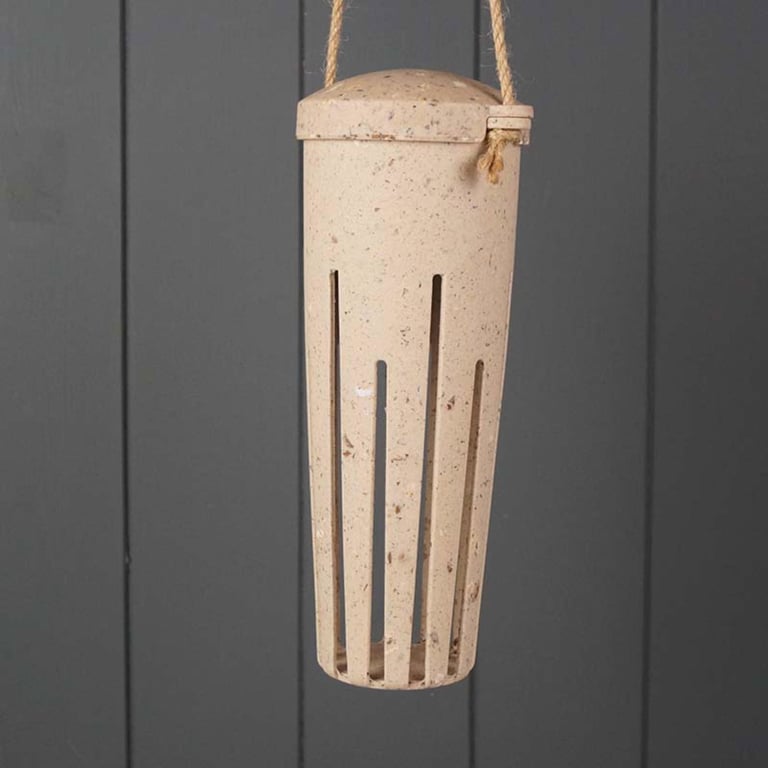 Earthy Peanut Feeder - Coffee: Sustainable, Vegan-Friendly Hanging Planter Made from Agricultural Waste.