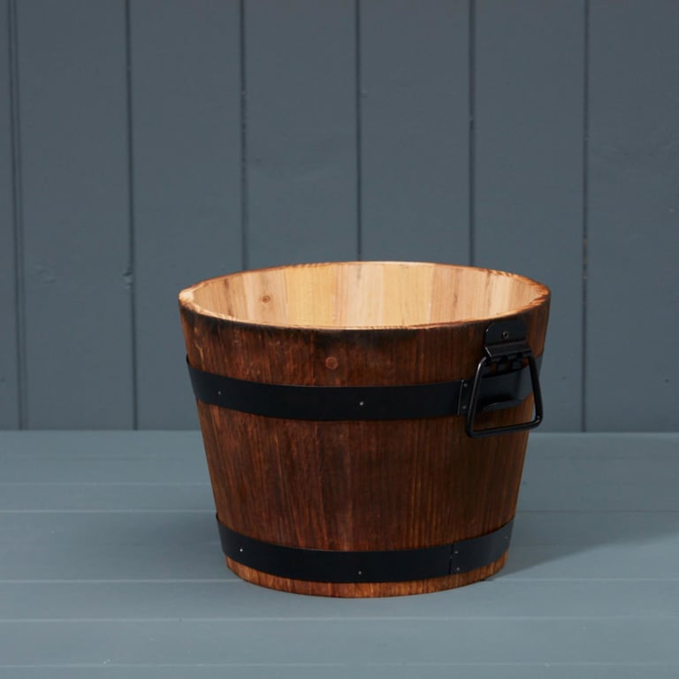 Burntwood Barrel 24cm Contemporary Garden Planter for Small Shrubs and Indoor Spaces