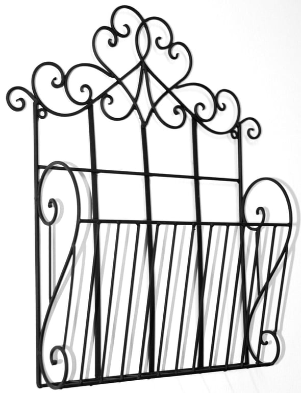 Black Scroll Wall Hanging Magazine Rack - Shabby Chic Metal Storage Bookshelf