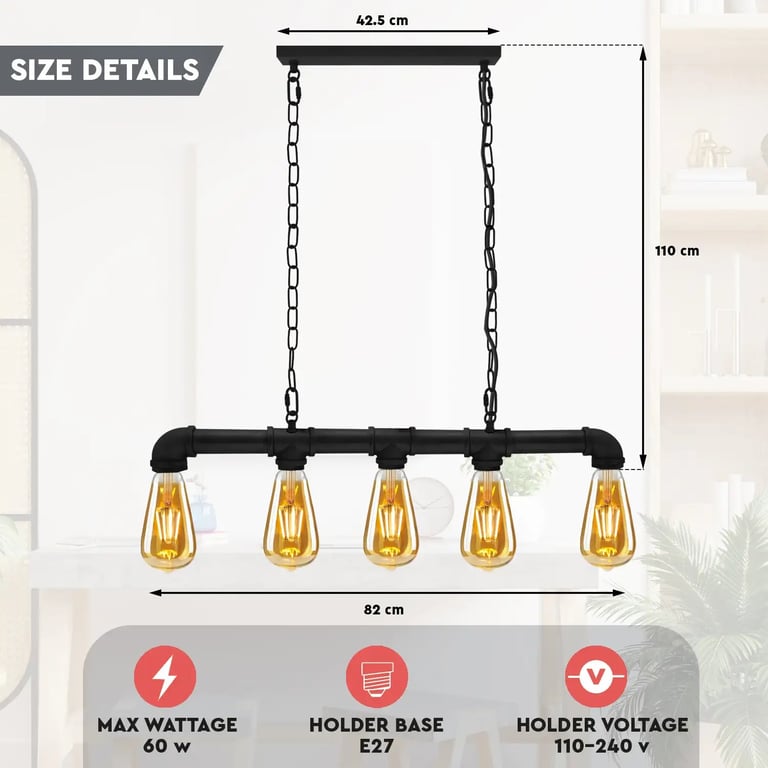 Industrial Vintage Water Pipe Steampunk Ceiling Light - Brushed Copper Pendant Chandelier