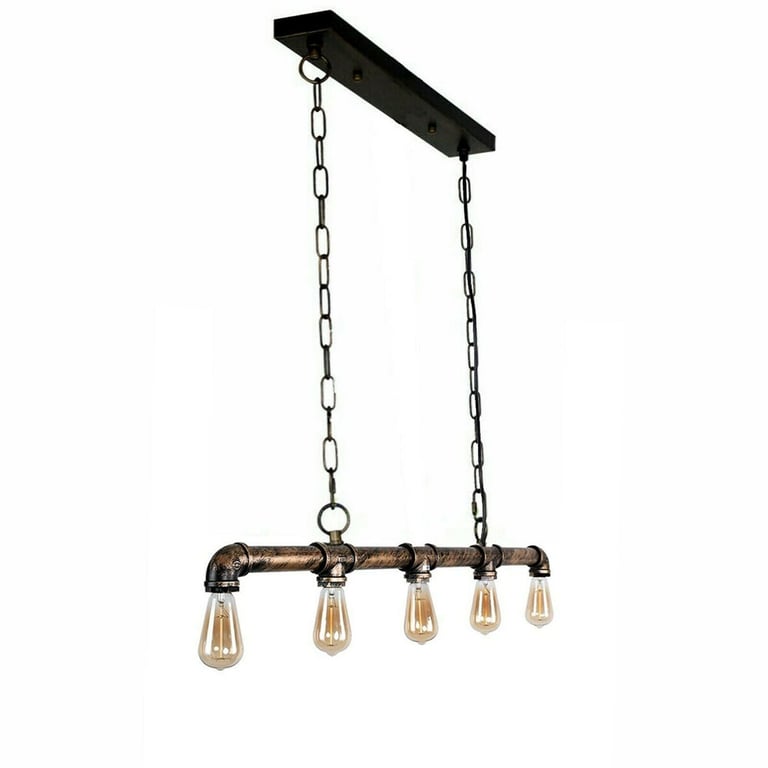 Industrial Vintage Steampunk Ceiling Light - Brushed Copper Water Pipe Chandelier Pendant