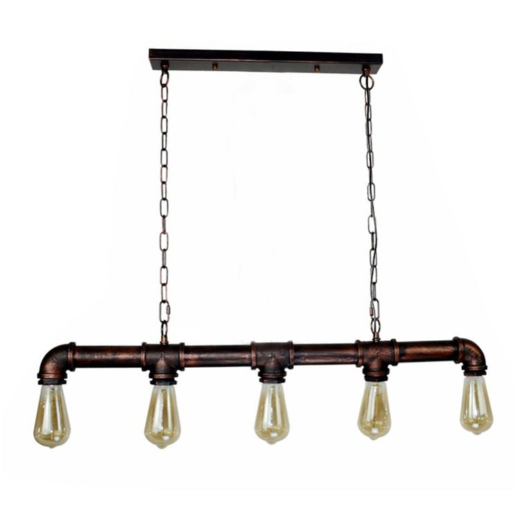Industrial Vintage Steampunk Ceiling Light - Brushed Copper Water Pipe Chandelier Pendant