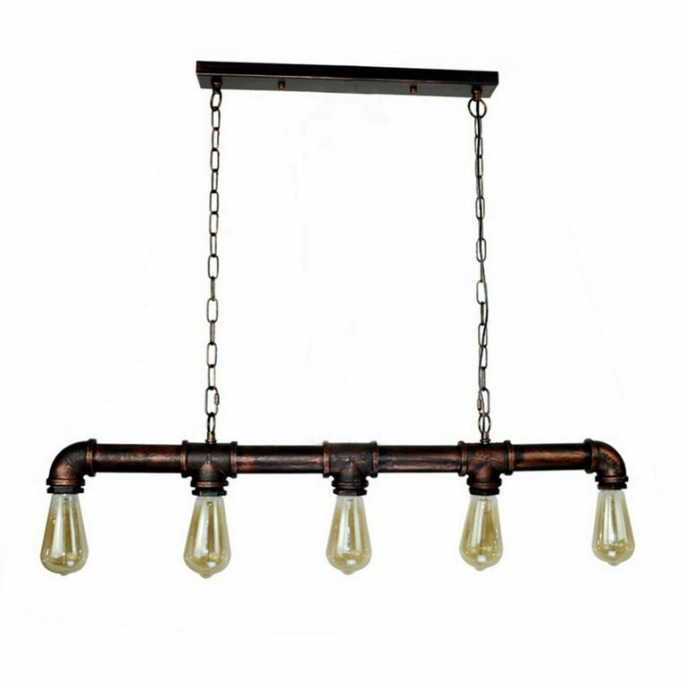 Industrial Vintage Steampunk Ceiling Light - Brushed Copper Water Pipe Chandelier Pendant