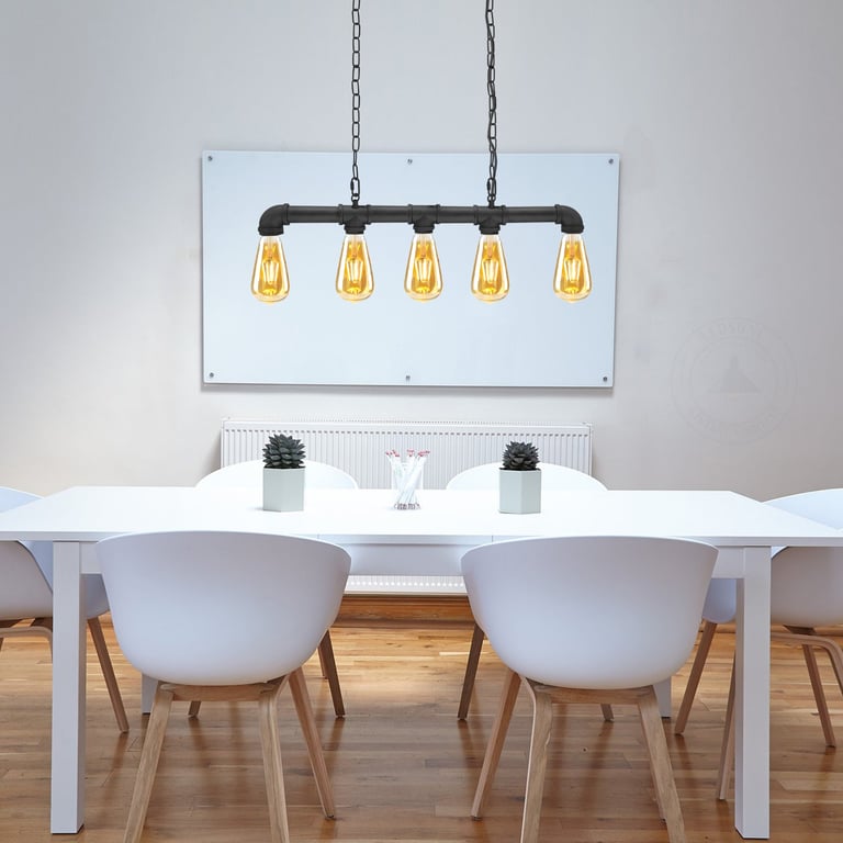 Industrial Vintage Steampunk Ceiling Light - Brushed Copper Water Pipe Chandelier Pendant