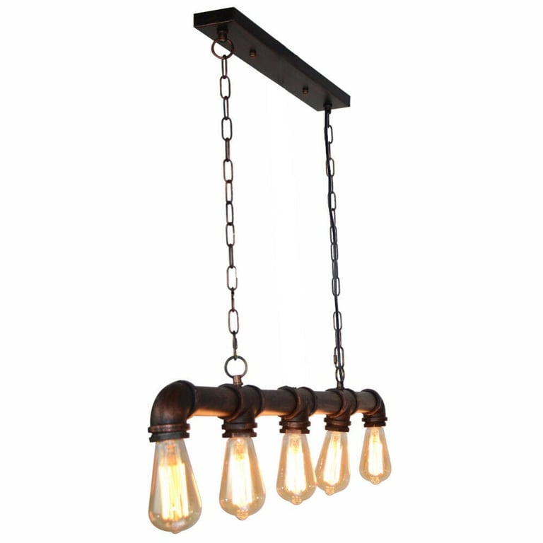 Industrial Vintage Steampunk Ceiling Light - Brushed Copper Water Pipe Chandelier Pendant