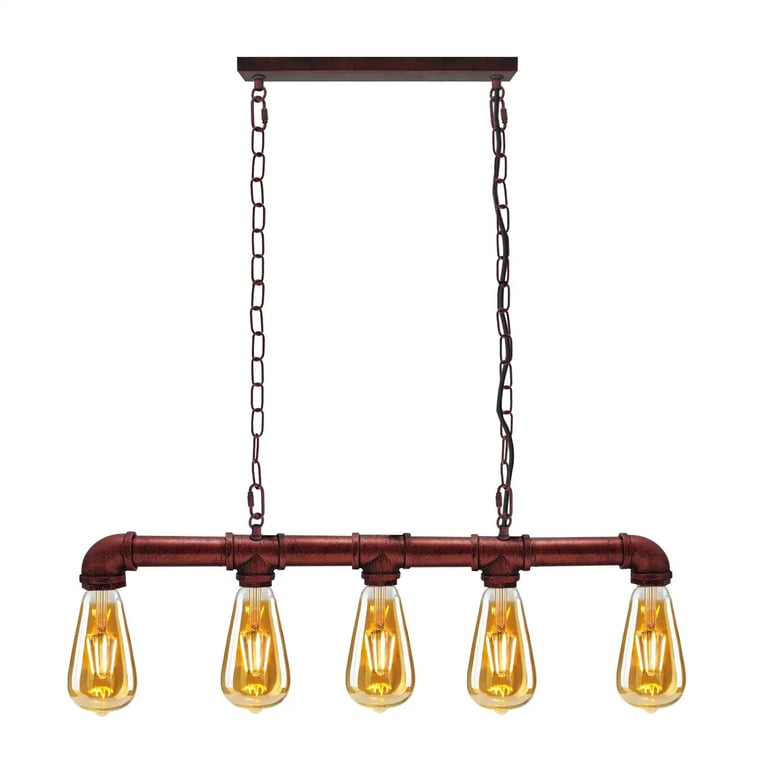 Industrial Vintage Steampunk Ceiling Light - Brushed Copper Water Pipe Chandelier Pendant
