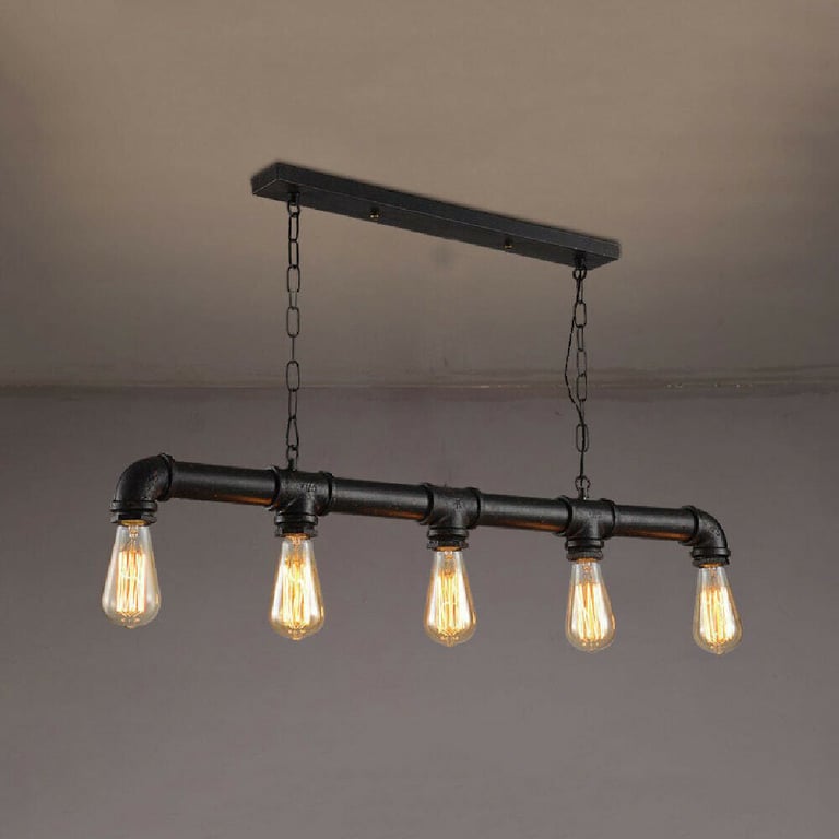 Industrial Vintage Steampunk Ceiling Light - Brushed Copper Water Pipe Chandelier Pendant