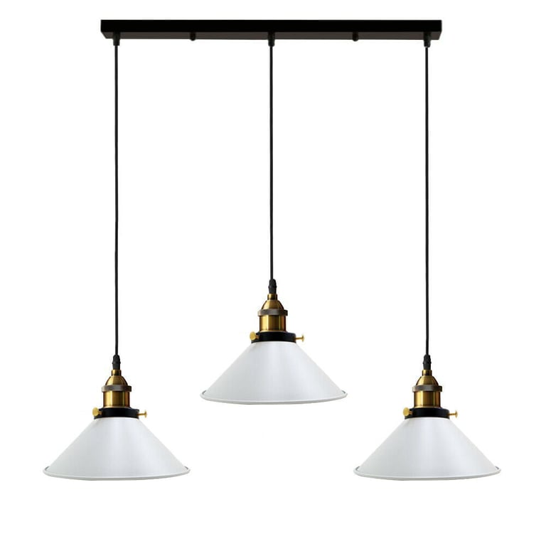 Adjustable Rectangle 3 Way E27 Bulb Compatible Metal Ceiling Fixture - White & Black