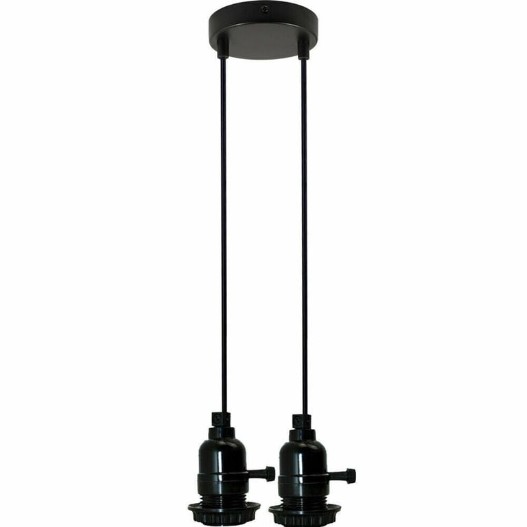 Multi-Way Black Modern Ceiling Pendant Fitting LED Light Bulb Fixture - Adjustable E27 Switch Light