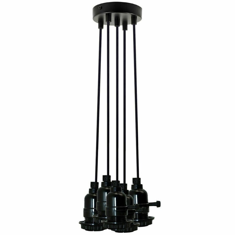 Modern Multi-Way E27 LED Bulb Pendant Light with 90cm Black Cord Wire and Industrial Style Design