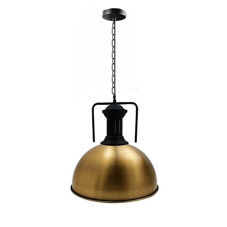 Modern Metal Shade Industrial Pendant Light with Bulb - Brushed Nickel Finish