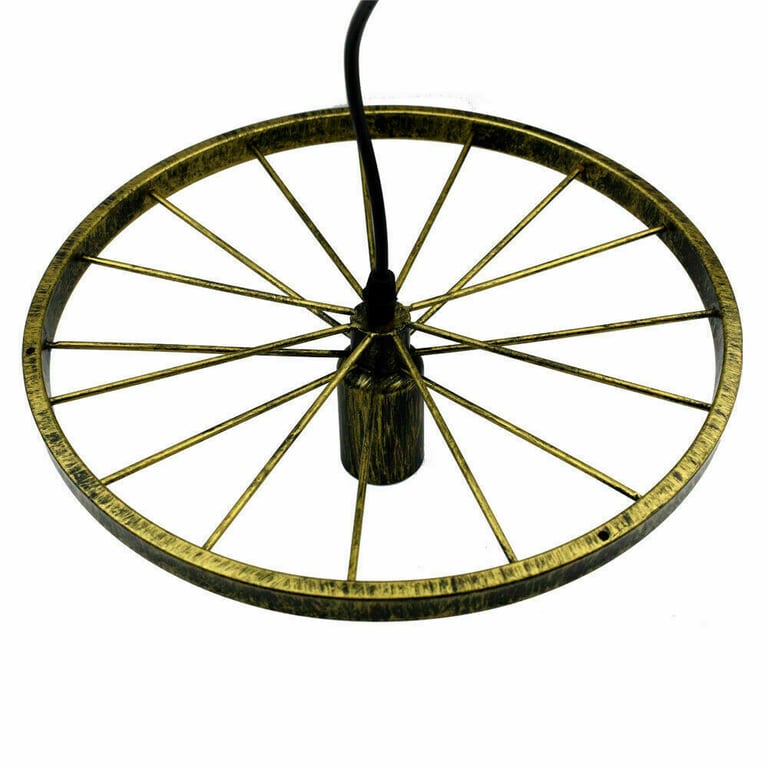 Retro Wheel Pendant Light - Industrial Vintage Style Adjustable Height E27 Base Lamp