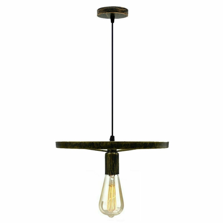 Retro Wheel Pendant Light - Industrial Vintage Style Adjustable Height E27 Base Lamp