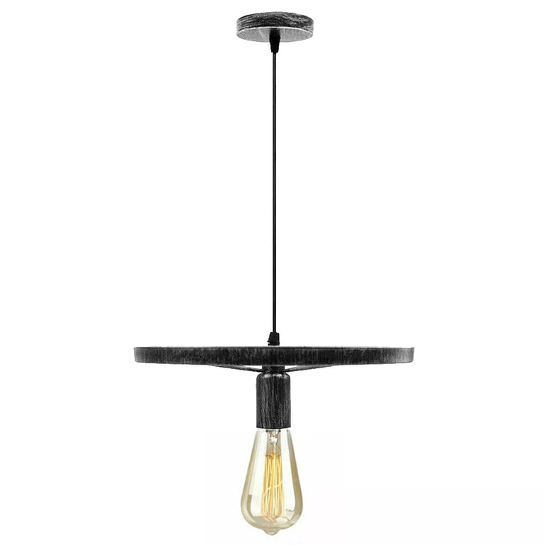 Retro Wheel Pendant Light - Industrial Vintage Style Adjustable Height E27 Base Lamp