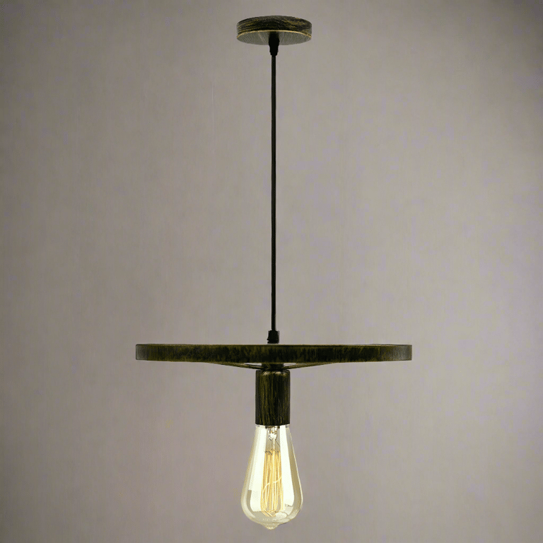 Retro Wheel Pendant Light - Industrial Vintage Style Adjustable Height E27 Base Lamp