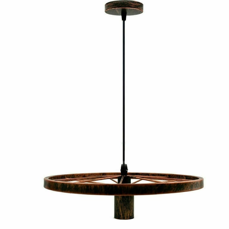Retro Wheel Pendant Light E27 Base - Industrial Style Adjustable Ceiling Lamp