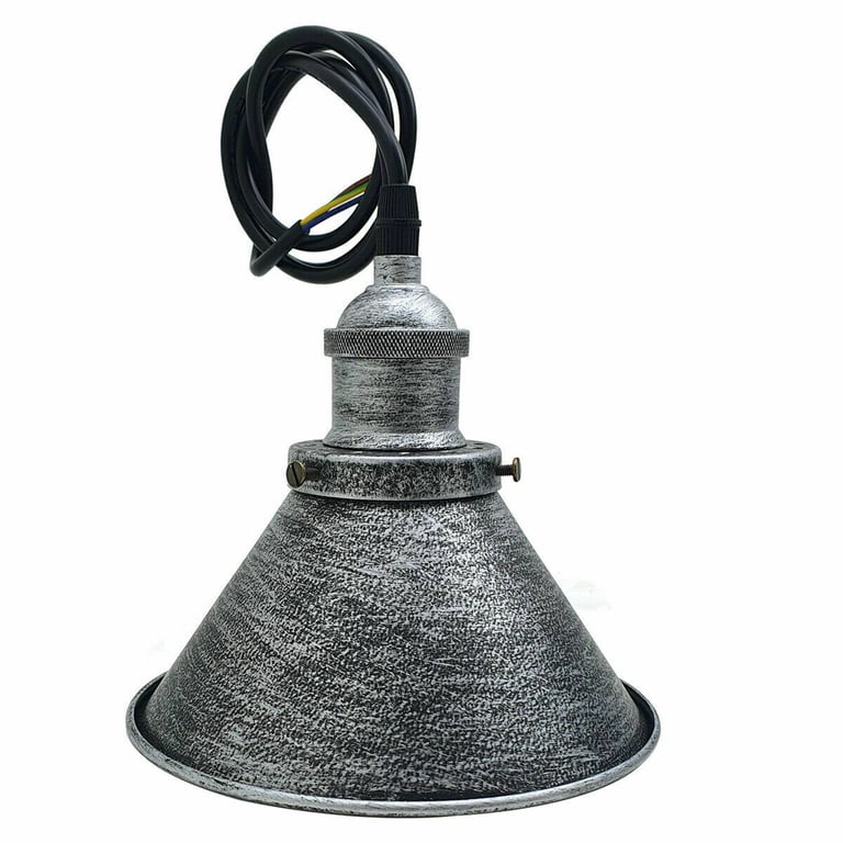 Industrial Vintage Retro Loft Metal Ceiling Pendant Lamp E27 Holder - Matte Black Finish with Brushed Brass Details