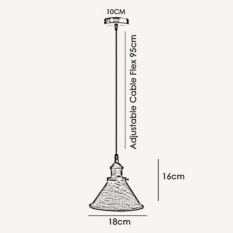 Industrial Vintage Retro Loft Metal Ceiling Pendant Lamp E27 Holder - Matte Black Finish with Brushed Brass Details