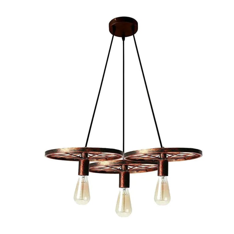 Industrial Wheel Pendant Light Metal Ceiling Lamp Rustic Red 220V-250V