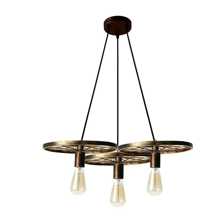 Industrial Wheel Pendant Light - Rustic Red/Brushed Silver 220V-250V Ceiling Lamp