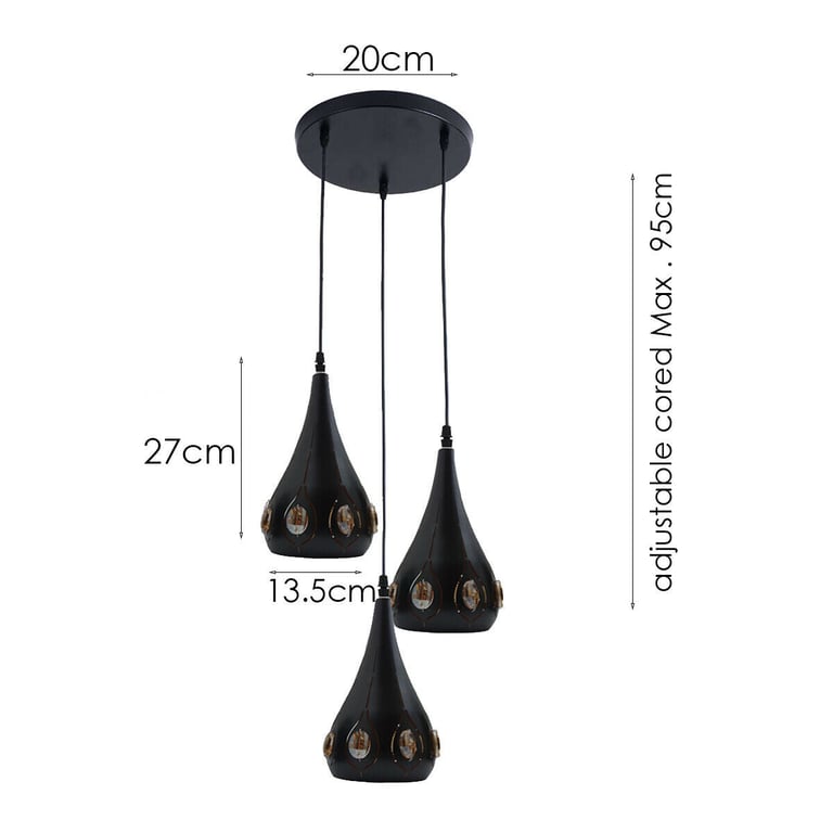 Vintage Industrial Ceiling Pendant Light - Retro Loft Style Metal Crystal Lamp