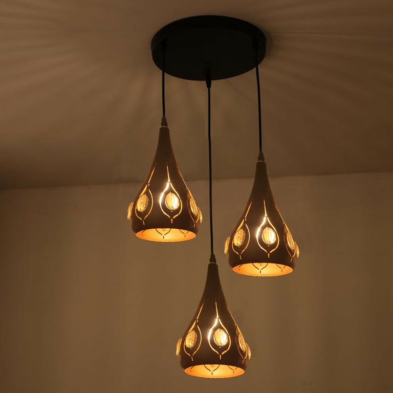 Vintage Industrial Ceiling Pendant Light - Retro Loft Style Metal Crystal Lamp