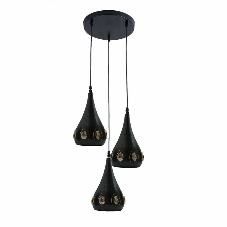Vintage Industrial Ceiling Pendant Light - Retro Loft Style Metal Crystal Lamp