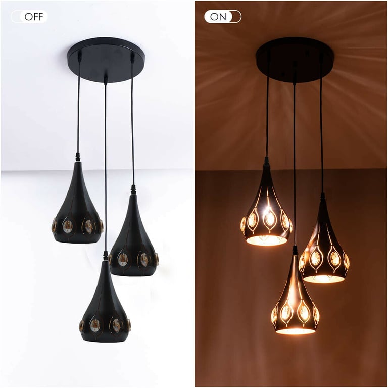 Vintage Industrial Ceiling Pendant Light - Retro Loft Style Metal Crystal Lamp