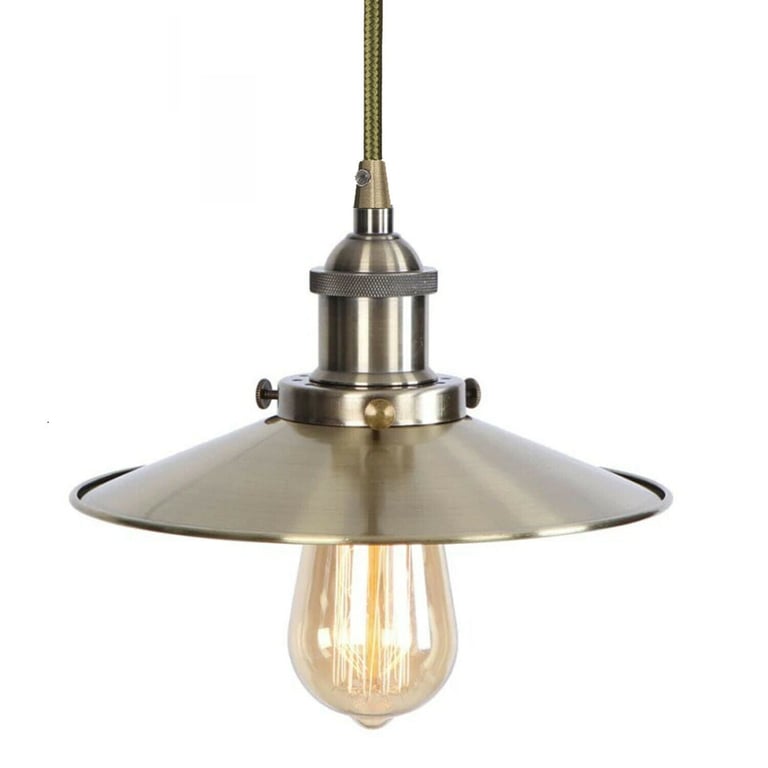 Vintage Metal Pendant Light with Retro Brushed Brass Holder and Matte Black Finish